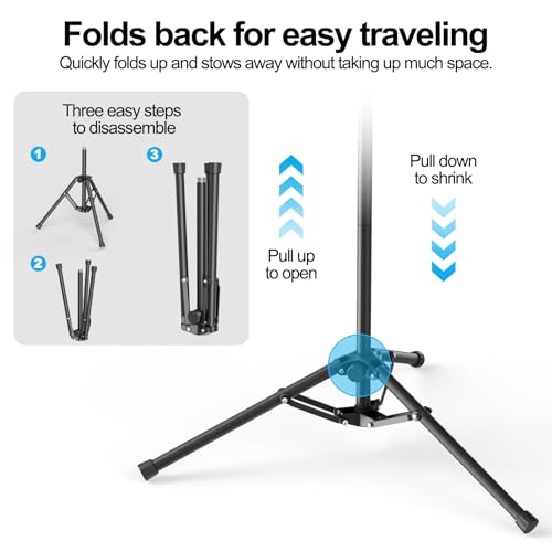 Oukmic Mic Stand, Heavy Duty Tripod Microphone Stand Boom Arm Floor Mic Stand Height Adjustable With Carrying Bag And 2 Mic Clips For Singing Performance thumb #6