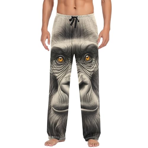 Gorilla Flower Pajama Pants for Men Men's Separate Bottoms, Lounge Pants with Pockets S