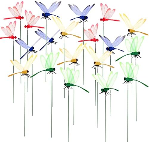 - Inralimot 10Pcs 3D Dragonfly Stakes for Indoor/Outdoor Yard, Garden Ornaments, Patio Decoration With Sticks