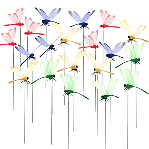 10Pcs 3D Dragonfly Stakes for Indoor/Outdoor Yard, Garden Ornaments, Patio Decoration With Sticks