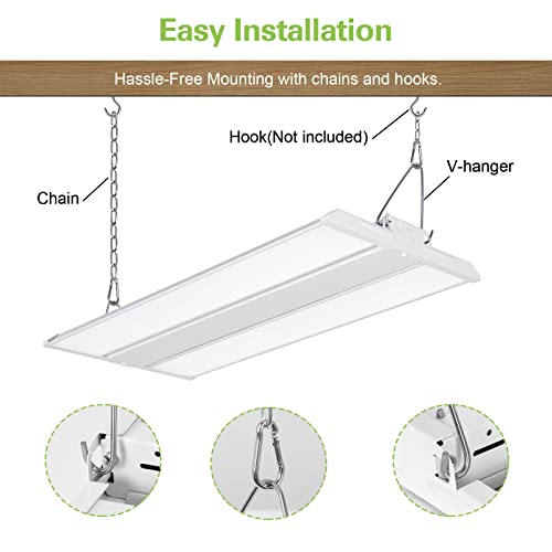 Hykolity 2Ft Led Linear High Bay Shop Light, 150W Led Shop Light, 19500Lm 130Lm/W, 100-277V, 0-10V Dim, 5000K Daylight Linear Hanging Light For Warehouse Workshops, Ul, 5 Years Warranty, 2 Pack #TOP6