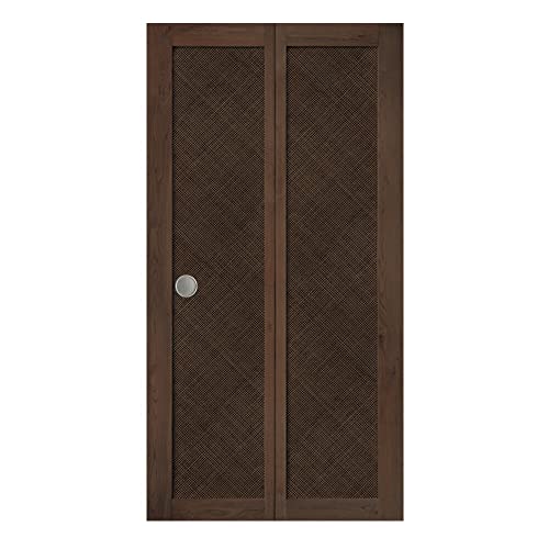 壁紙屋本舗 ふすま紙 シールタイプ 北欧 洋風 クローゼットドア風 木目柄 185cm × 100cm 1枚単位 ふすま リメイクシート 襖紙 防水 バンブー ダーク【受注生産品・キャンセル不可】
