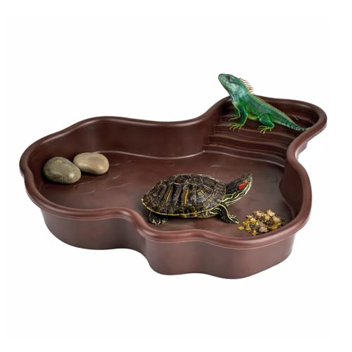 Petmolico Large Reptile Water Dish with Non-Slip Bottom Snake Water Bowl Tortoise Habitat Accessories for Turtle Gecko Lizard Bearded Dragon