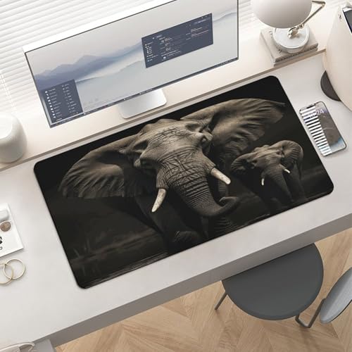 Elephant Black Desk Mat Mouse Pad Grande Antideslizante miniatura 6