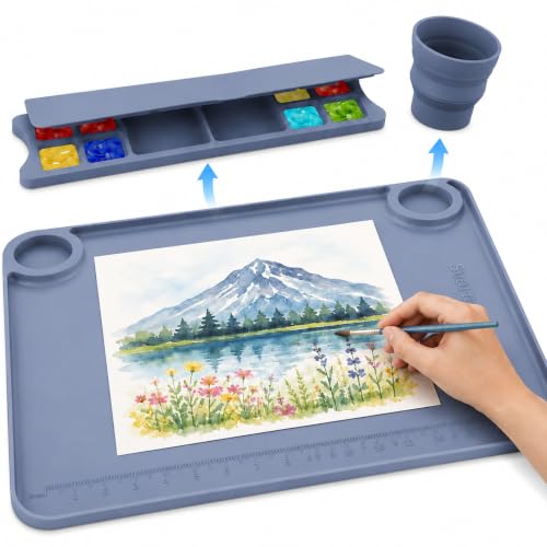 Image of Svartur Silicone Art Mat with Removable Palette and Cup, 17 inchX13 inch Thick, Gray