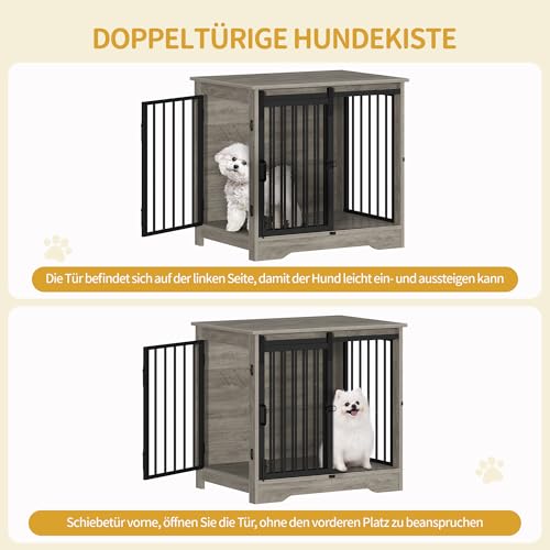Hzuaneri Hundekäfig Möbel, 69 cm Hundebox, 2 Türen, Moderne Hundekäfig Indoor für kleine/mittlere/große Hunde, Beistelltisch, Hundebox für Zuhause 69 × 49 × 64,5 cm, Hell Elfenbein DFC84305B