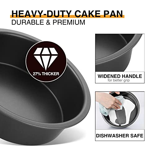 Hongbake Round Cake Pan Set For Baking, 8 Inch, Nonstick Circle Cake Pans With Wider Grips, 2 Pieces Layer Cake Tin, Cheesecake Mold, Huty Duty, Dishwasher Safe - Grey #TOP4