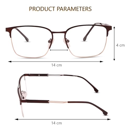 Image of Teen & 20 Rectangle Eyeglasses Frame for Men & Boys - Classic Half-Rim | Stylish & Lightweight Spectacle Frame | Durable Eyewear for Office, Study & Daily Use - TK9004