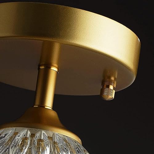Plafonnier en verre transparent et finitions précieuses en or brossé - 7