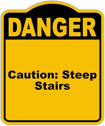 Caution Steep Stairs Danger Yellow Black Aluminum Composite Sign 8.5 x 10 inches