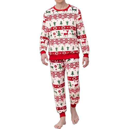 Christmas Pajamas Men's 2 Piece Outfits Holidays Loungewear Matching Set Thermal Pjs Sets Crewneck Sweatshirt(XL)3