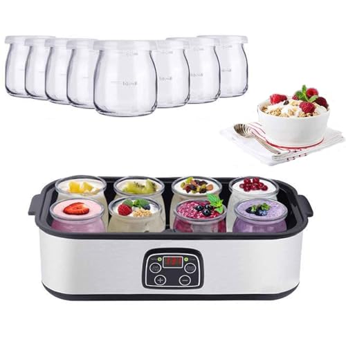 YXYLJOZ Máquina automática para hacer yogurt con pantalla LCD, control de tiempo de temperatura ajustable para yogur orgánico casero
