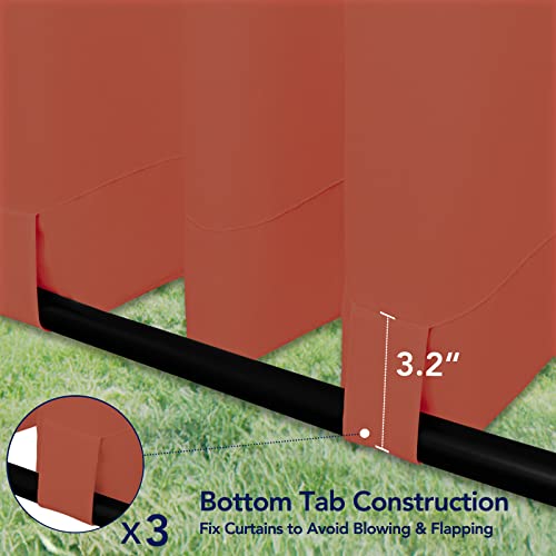 Purefit Outdoor Curtains For Detachable Sticky Tab Top Patio Waterproof/Weatherproof, Uv And Fade Resistant Outside Curtains For Gazebo, Porch, Pergola, Privacy Curtain, 54X84 In, 2 Panels, Terra Red #TOP4