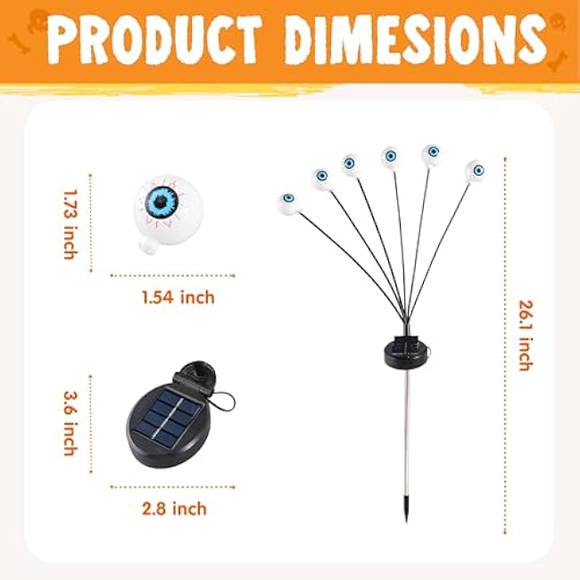 JOYIN Halloween Decorations Outdoor Solar Scary Eyeball Lights, 4 Pcs 24LEDs Green Pathway Yard Stakes, Waterproof Firefly Lights for Halloween Graveyard Yard Garden Patio Walkway Party