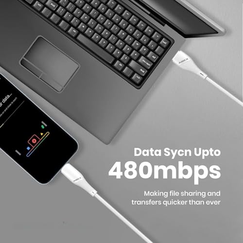 Image of AIBEX USB-A to Type-C 25 cm Powerbank Cable 3.4A Fast Charging & Data Sync Short Cord Compatible with Samsung, OnePlus, Xiaomi, Realme, Vivo, Oppo, Google Pixel, iPad, Tablets, Laptops, Travel (White)