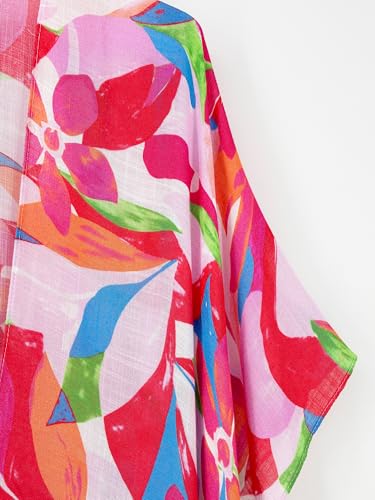 Image of Spicy Sandia Kimonos for Women Floral Beach Cover Up Loose Swimsuit Bathing Suit Coverup Cardigan for Summer Swimwear