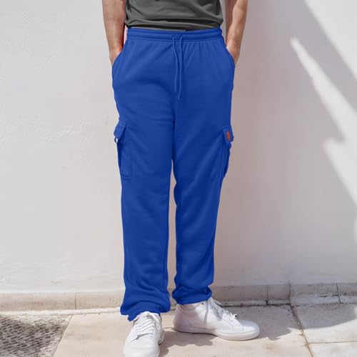 Sweat Pants for Mens, Plus Size Drawstring Elastic Waist Joggers with Pockets, Open Bottom Athletic Cargo Sweatpants3