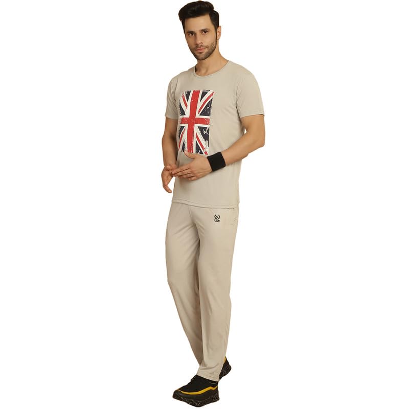 Image of VIMAL JONNEY White Cotton Printed CO-ORD Set Tracksuit for Men-T PRT 23 WHT D10 WHT. 02-P