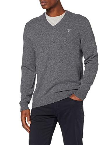 GANT Herren MD. Extrafine Lambswool V-Neck Pullover, per Pack Grau (DK...