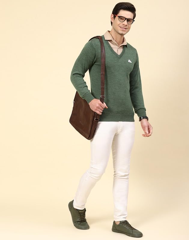 Image of Monte Carlo Shell Solid V Neck Pullover | Warm Woolen Pullover for Men | Soft Comfortable Knitted Winter Wear Sweater for Men's