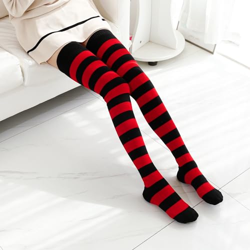 Image of Kayhoma Extra Long Cotton Stripe Thigh High Socks Over the Knee High Socks