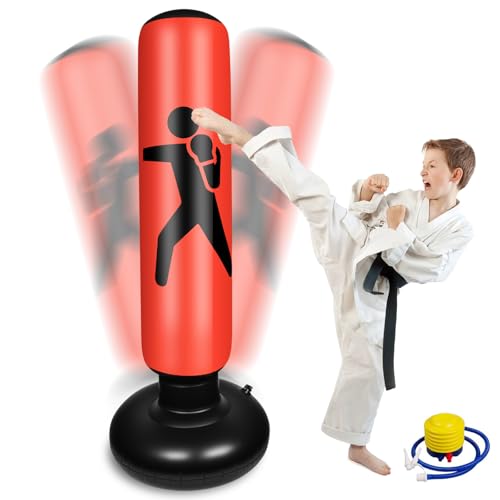 Trendecor Boxsack Stehend, 160 cm Standboxsack mit Luftpumpe Tragbares Aufblasbarer Boxsack Punchingball Hause Geschenk für Training Taekwondo Kampfsport Praxis Karate Unisex Trendecor Boxsack Stehend, 160 cm Standboxsack mit Luftpumpe Tragbares Aufblasbarer Boxsack Punchingball Hause Geschenk für Training Taekwondo Kampfsport Praxis Karate Unisex
