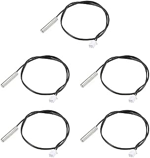 sourcing map 5pcs 5K Temperature Sensor Probe, Stainless Steel NTC Thermal Sensor Probe 20cm Digital Thermometer Extension Cable