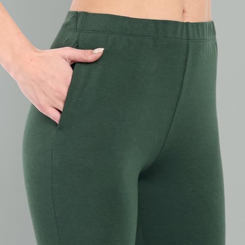 Image of ONE SKY Women Full Length Leggings | Cotton Modal Spandex Blend | High Waist Stretchable & Bio-Washed Fabric | Colour-Lock Technology | Comfortable Leggings for Women