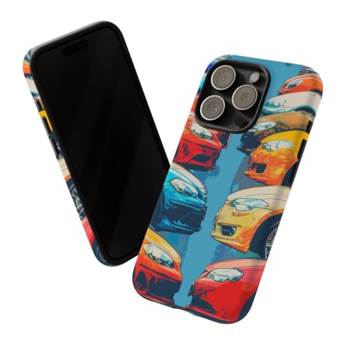 Coque iPhone 15 Pro voitures modernes colorées mate résistante multicolore - 2