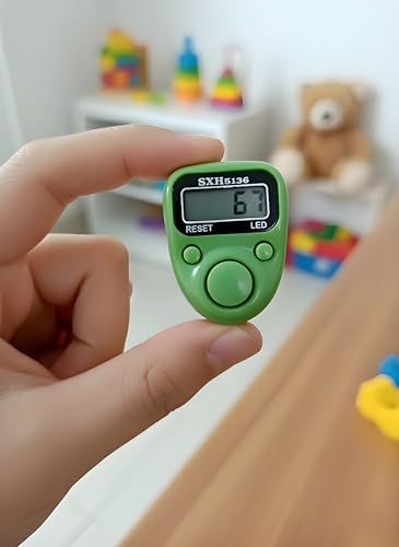 Image of Green 5 Digit Naam Jap Counter|Tasbih Counter|Mini Digital Tally Counter Finger Ring|Chanting Count Machine for Meditation, Mantra Jap,Cricket Umpire|Digital Counting Device (Model No 512 Green)