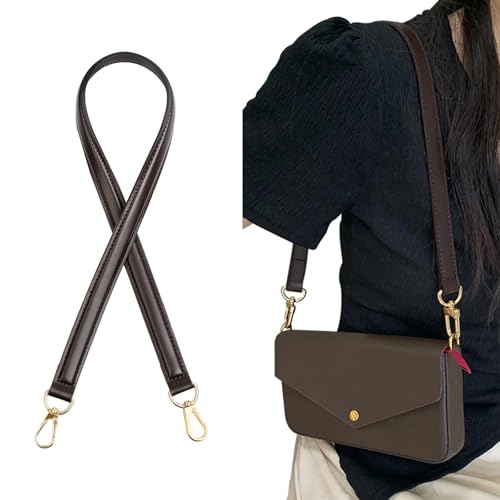 Image of Genuine Vachetta Leather Shoulder Bag Strap Replacement for Graceful Tote Bag(COFFEE-Width:0.7in&Length:27.5in)