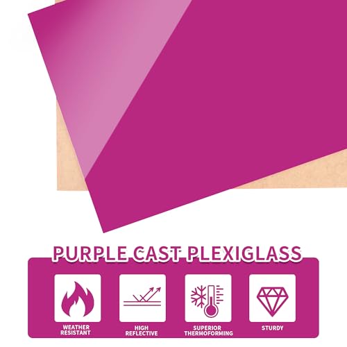 Image of Lesnlok 8 x 8 Purple Acrylic Sheets 1 /8 inch Thick 3mm 2 Pieces Cast Plexiglass Sheets,for Laser Cutting,Painting, Handicrafts, DIY Display Projects (2, Purple, 8 x 8 x 1 /8)