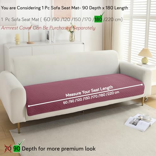 Image of HOKIPO Polyester Quilted Sofa Cover Mats For 1 /2 /3 Seater Sofa And L Shape. Make Your Own Sofa Cover Set, Mat Length 90(D) X 180(L) Cm, Mauve Pink (NEW-724-PCH)