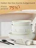 Zestaw garnków i patelni z odpinanym uchwytem, zestaw garnków do kuchenek indukcyjnych z ceramiczną powłoką nieprzywierającą, 17-częściowy, z ceramicznie powlekaną podstawą, odporny na piekarnik