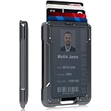 MURADIN Grey Aluminum Wallet for ID – Metal Card Holder RFID Wallets – Minimalist Cards Case for Men