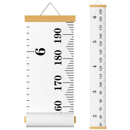 Image of Kids Growth Chart Wall Hanging Baby Height Growth Chart Height Chart for Kids Removable Wall Decor for Kids Canvas Ruler Kids Measuring Chart for Wall Accurate Measurement Child Growth Chart (White)