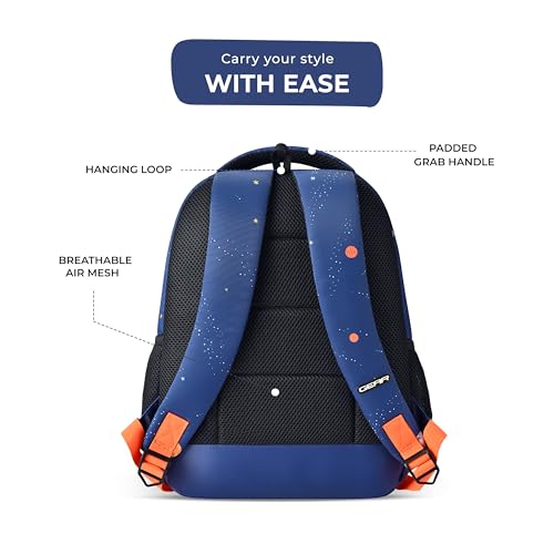 Image of Gear Floating Astronaut 4 Compartment Backpack 15 inch /20L Small Water Resistant School Bag /Casual 4 Compartment Backpack /Daypack /Kids Bag for Boys /Girls (Navy-Orange)
