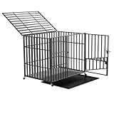 DISEÑO DE 3 PUERTAS: una puerta para darle comida, una puerta de entrada, y otra puerta que es el techo que puede abrirlo totalmente o bloquearlo, son súper conveniente de usar, puede ser una casa para perros, un parque para perros, etc. la puerta superior se puede abrir para que interactúes con tu perro con juguetes, y la pequeña puerta de comida puede hacer la alimentación diaria sin abrir la puerta grande.