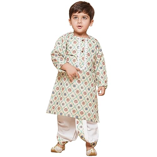Image of AJ DEZINES Kids Ethnic Wear Pure Cotton Yellow Dhoti Kurta Set For Boys (Twister-1918-YELLOW-0)