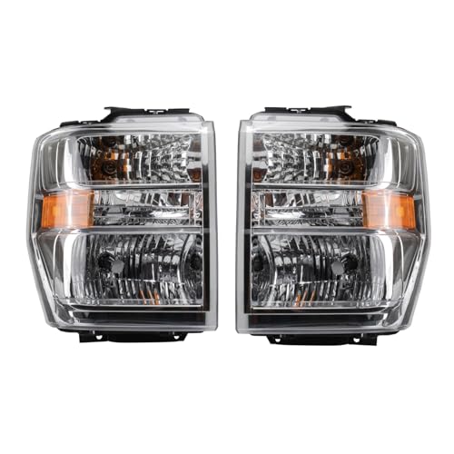 Image of TRQ Headlight Assembly Set Headlights Driver & Passenger Side Compatible with 2008-2014 Ford E-150 E-250 2008-2017 E-350 Super Duty 2008-2021 E-450 Super Duty 2016-2021 F-650 F-750 FO2502249 FO2503249