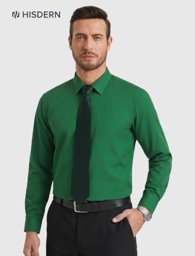 Image of HISDERN Mens Dress Shirt with Tie Pocket Square Set Classic Button Down Shirt Matching Tie Long Sleeve Shirts