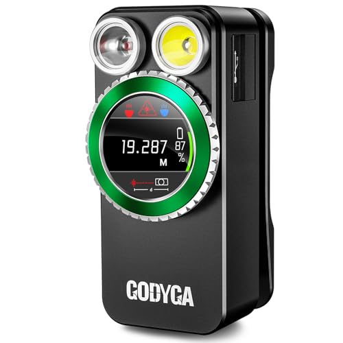 Godyga 4-in-1 Taschenlampe LED aufladbar mit Laser Entfernungsmesser, Roter Strahl, Golf Ergebnis Zähler, 500 Lumen IPX6, Mini Taschenlampe mit Magnet Clip für Outdoor, Alltag