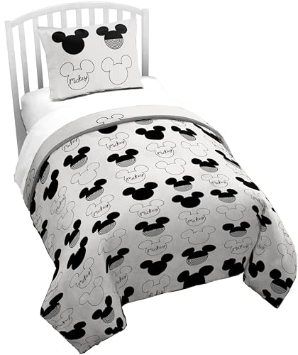 Jay Franco Kids Duvet Cover Set with Sham & Pillowcase Ultra-Soft Bedding for Room Decor Cover ONLY Comforter NOT Included White - Mickey Mouse 2 Piece Twin