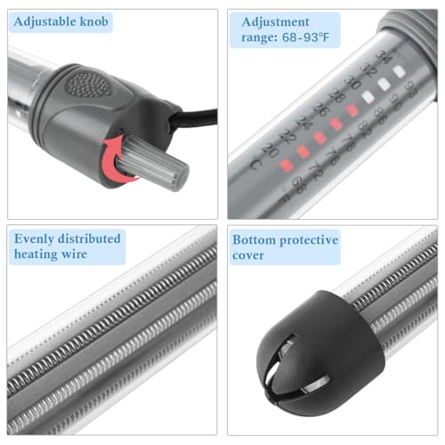 Image of HITOP 25W Adjustable Aquarium Heater, Submersible Fish Tank Heater Thermostat with Suction Cups for 5-10Gal