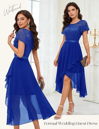 Image of Wedtrend Women's Formal Wedding Guest Dress Ruffle Bridesmaid Dress Flutter Sleeve Prom Dresses for Teens