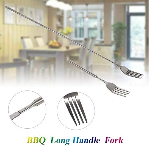 Yosoo Telescopic Fork Extendable Long Handle Fork Barbecue Toasting Dinner Fruit Dessert Long Fork Cutlery
