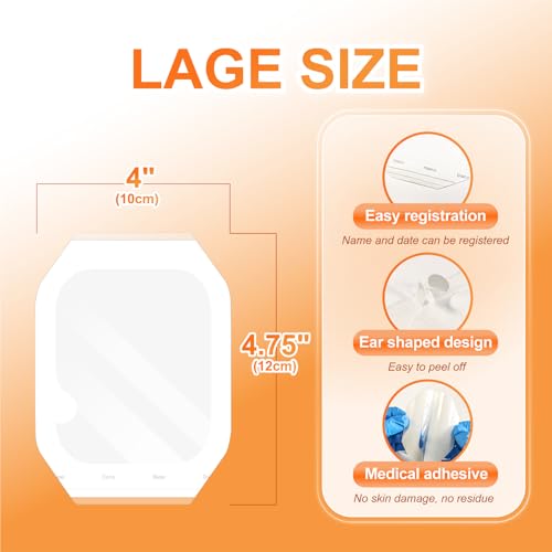 Image of Carbou Transparent Film Dressing,4 inch x 4.75 inch Pack of 50 Waterproof Wound Bandage Adhesive Patches,Post Surgical Shower or IV Shield,Tattoo Aftercare Bandage