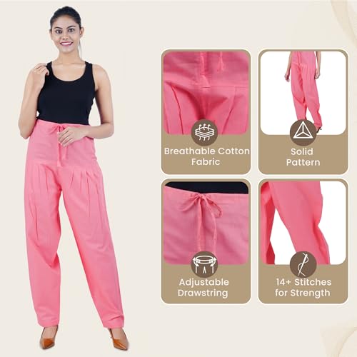 Image of Happy Bunny Salwar Pant for Women, Fine Cotton Ethnic Trousers with Drawstring Waist, Comfortable Daily, Office & Casual Wear Bottoms