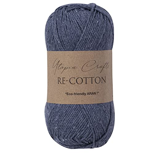 Utopia Crafts Re-Cotton Knitting Yarn, 100g Indigo Blue
