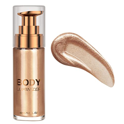 Bronzer Body Luminizer All In One Makeup Body High Light Liquid Illuminator Body Highlighter Makeup Smooth Shimmer Glow Liquid (01# Rose Gold)